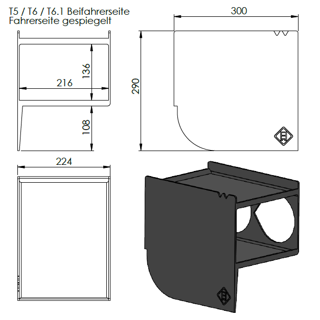 Schuhregal VW T5/T6/T6.1/T7 California/Multivan / Bulli / Mercedes Benz V-Klasse Toyota Fiat Opel Peugeot für Schiebetür Fahrerseite oder Beifahrerseite Made In DE