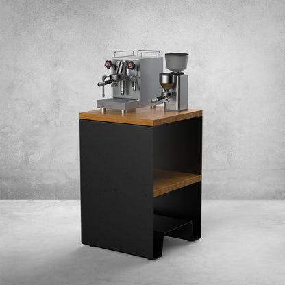 Oberflächenmuster aus geöltem Schwarzstahl für den Barista-Tisch